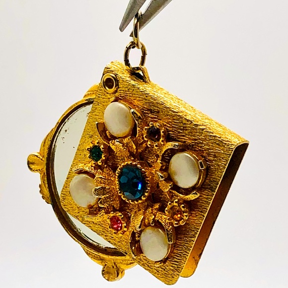 Vintage Ornate Mirror Bejeweled Pendant - Picture 6 of 12